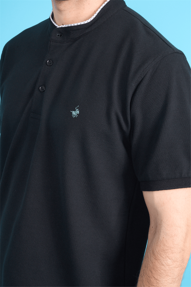 Çetinkaya Chester Polo 4728 Hakim Yaka Regular 30/1 Pike T-shirt Siyah