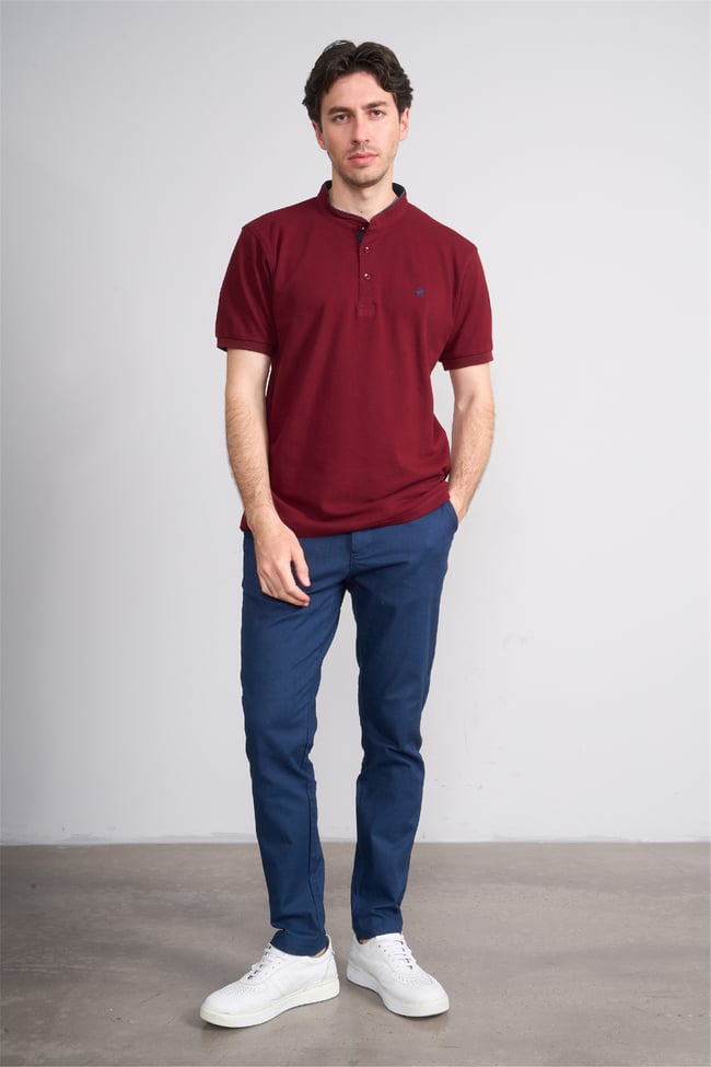 Çetinkaya Chester Polo 4728 Hakim Yaka Regular 30/1 Pike T-shirt Bordo
