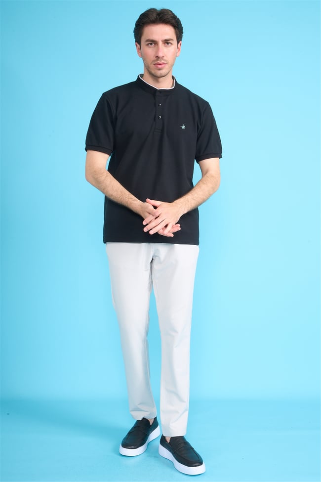 Çetinkaya Chester Polo 4728 Hakim Yaka Regular 30/1 Pike T-shirt Siyah