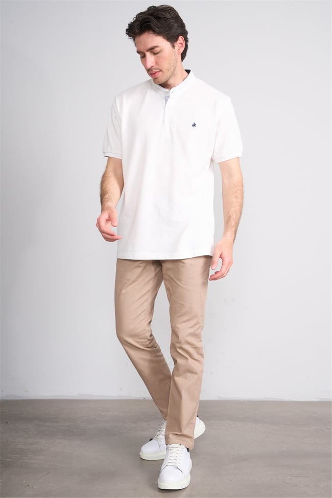 Çetinkaya Chester Polo 4728 Hakim Yaka Regular 30/1 Pike T-shirt Beyaz