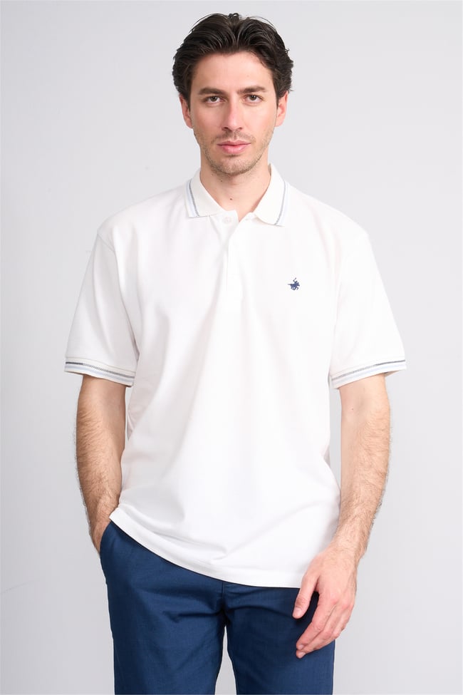Çetinkaya Chester Polo 4729 Polo Yaka Regular 30/1 Pike T-shirt Beyaz
