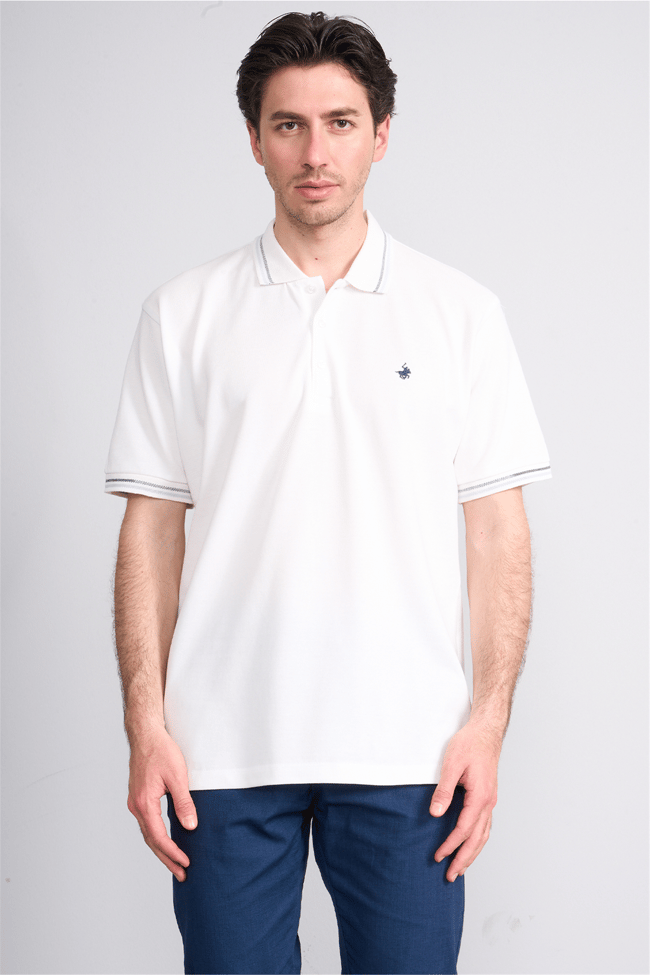Çetinkaya Chester Polo 4729 Polo Yaka Regular 30/1 Pike T-shirt Beyaz