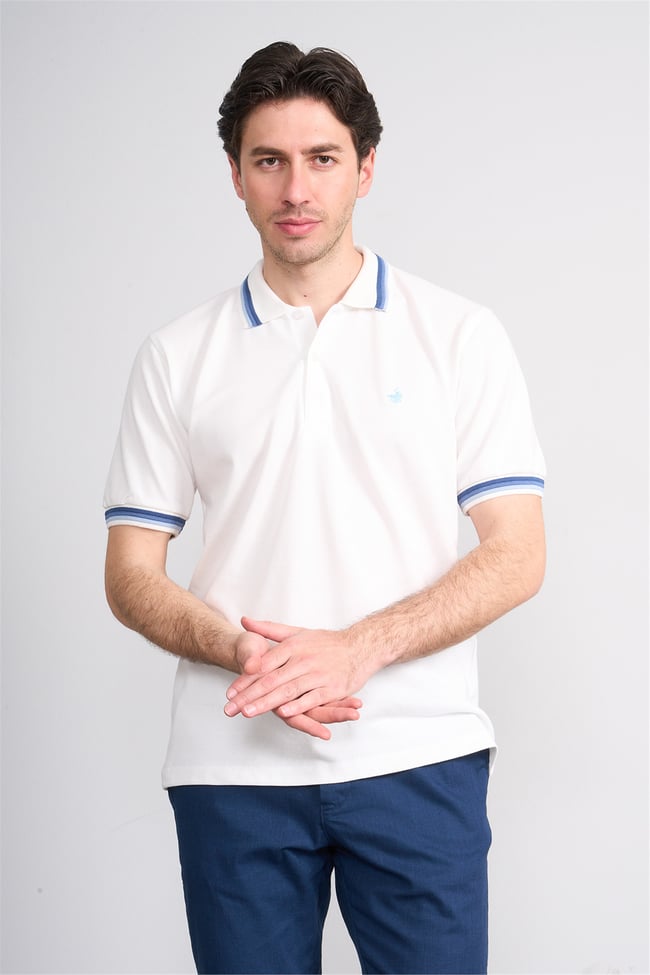 Çetinkaya Chester Polo 4730 Polo Yaka Regular 30/1 Pike T-shirt Beyaz