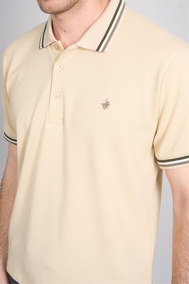 Çetinkaya Chester Polo 4730 Polo Yaka Regular 30/1 Pike T-shirt Bej
