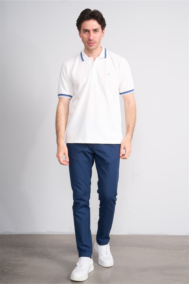 Çetinkaya Chester Polo 4730 Polo Yaka Regular 30/1 Pike T-shirt Beyaz