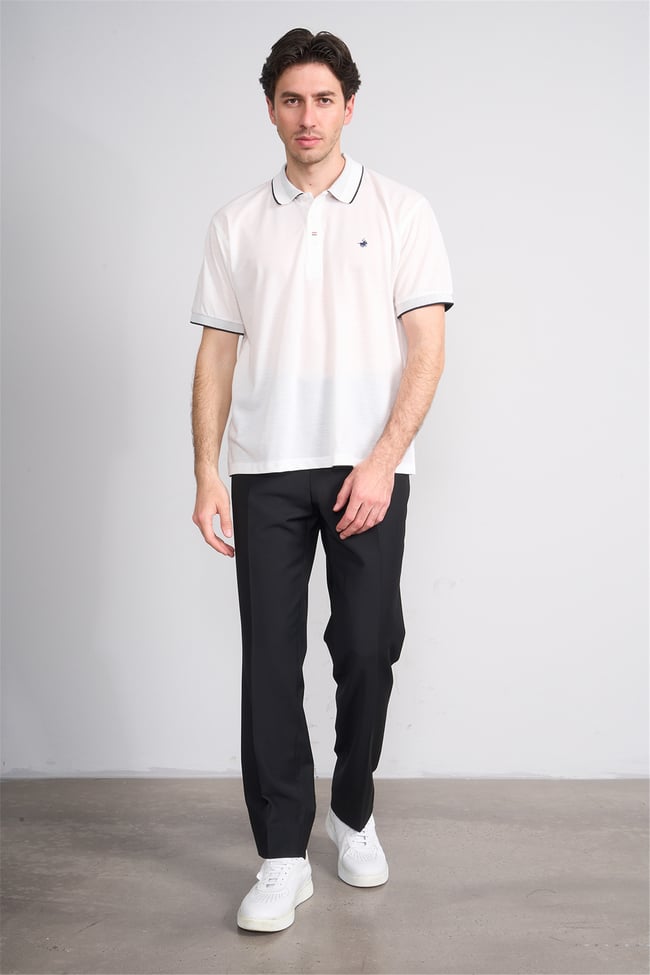 Çetinkaya Chester Polo 4732 Polo Yaka Regular Düz Pike T-shirt Beyaz
