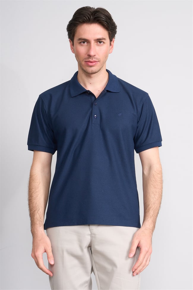 Çetinkaya Chester Polo 4736 Polo Yaka Regular Jakarlı T-shirt Açık İndigo