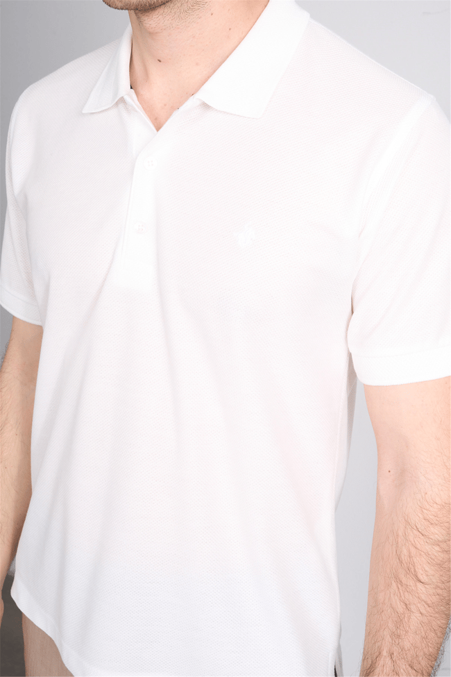 Çetinkaya Chester Polo 4736 Polo Yaka Regular Jakarlı T-shirt Beyaz
