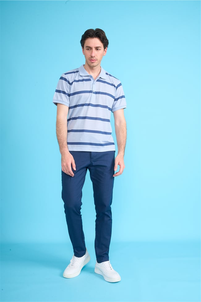 Çetinkaya Chester Polo 4740 Polo Yaka Regular Ringel Pike T-shirt Bebe Mavi