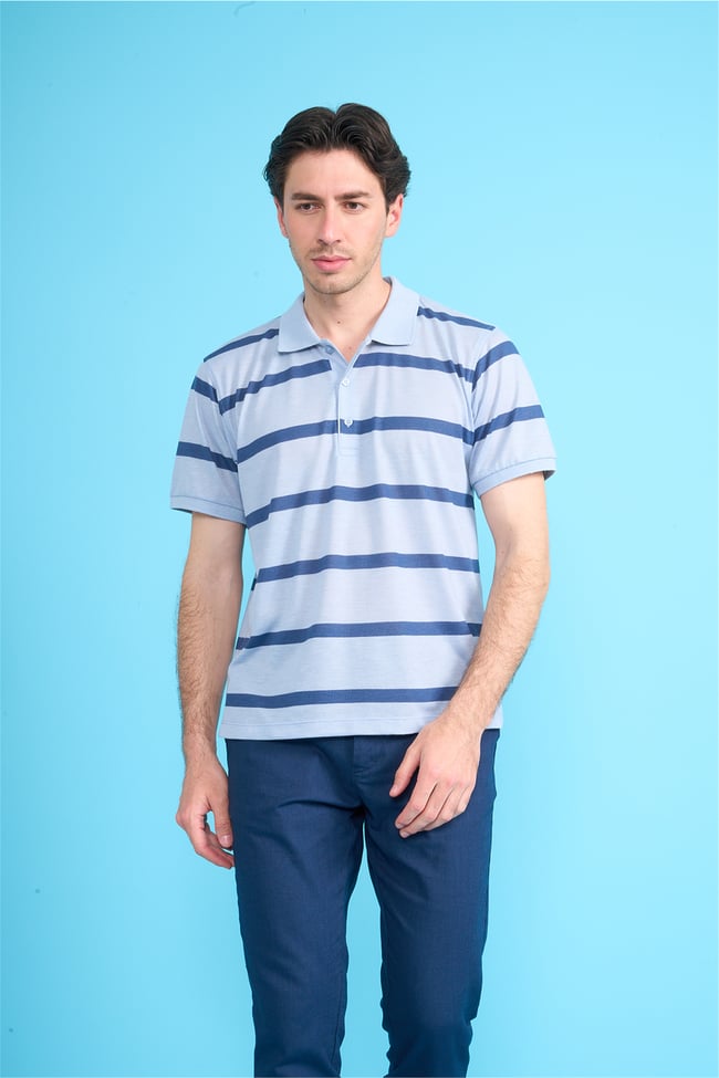 Çetinkaya Chester Polo 4740 Polo Yaka Regular Ringel Pike T-shirt Bebe Mavi