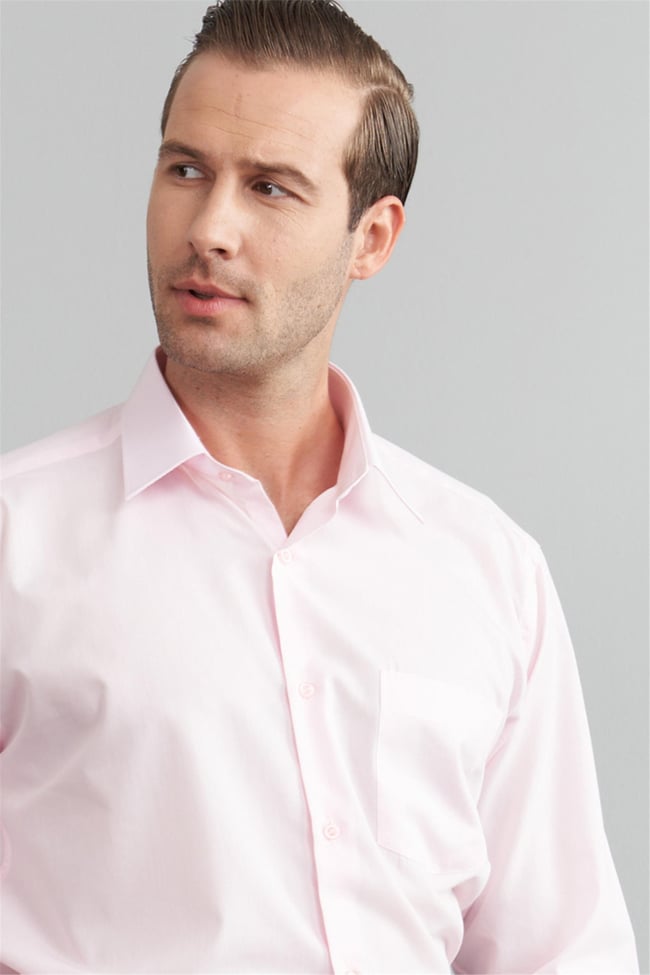 Çetinkaya Erkek T.Cotton Uzun Kol Açık Pembe Gömlek