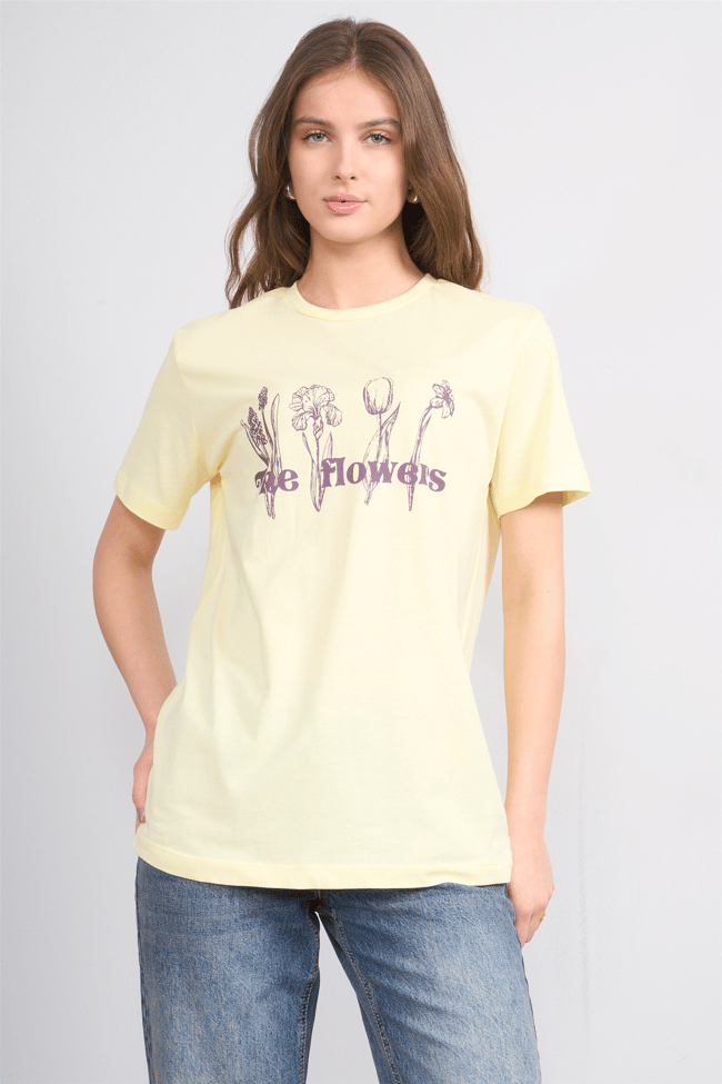 C.K Y26 8791 Fithit Byn B.Yk Regular Baskılı T-shirt U.Sarı