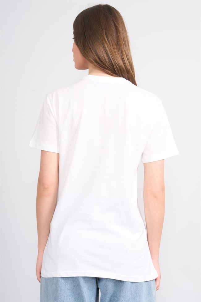 Çetinkaya Fithit 8848 Bayan Bisiklet Yaka Regular Baskılı T-shirt Krem