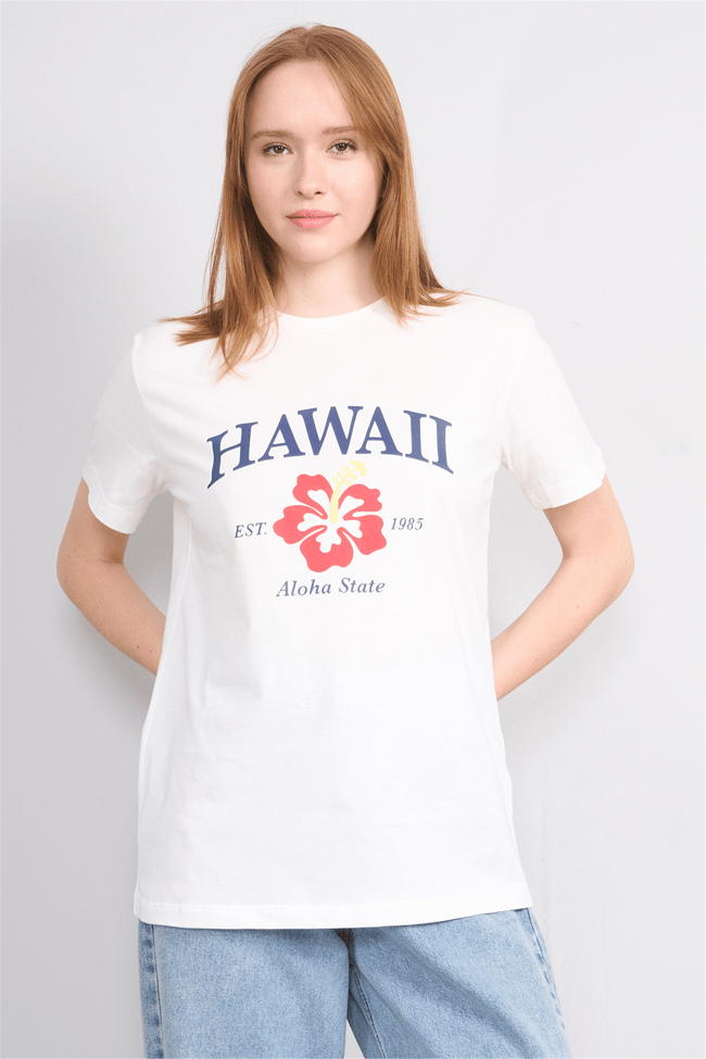 C.K Y26 8868 Fithit Byn B.Yk Regular Baskılı T-shirt Krem