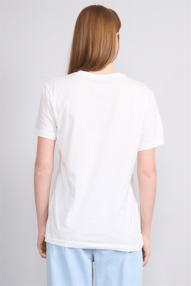 C.K Y26 8879 Fithit Byn B.Yk Regular Baskılı T-shirt Krem