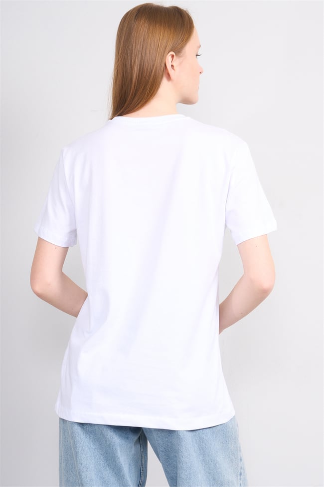C.K Y26 8907 Fithit Byn B.Yk Regular Baskılı T-shirt Beyaz