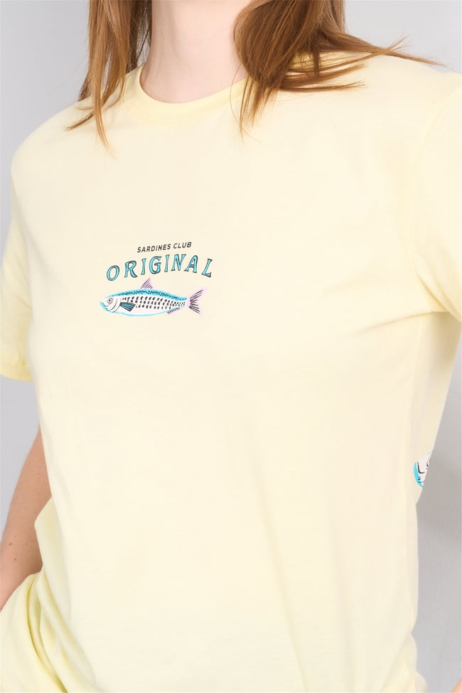 Çetinkaya Fithit 8914 Bayan Bisiklet Yaka Oversize Baskılı T-shirt Uçuk Sarı