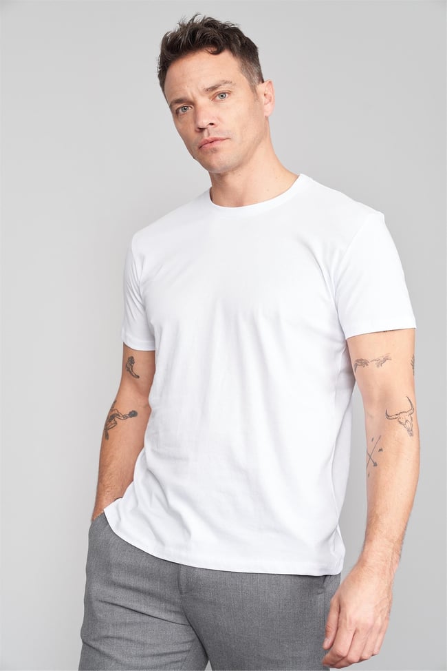 Çetinkaya Mentality 2772 Bisiklet Yaka Büyük Beden Slimfit Basic T-shirt Beyaz