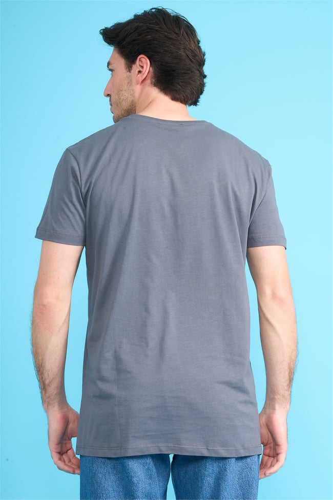 Çetinkaya Mentality 2772 V Yaka Slimfit Basic T-shirt Düz Koyu Gri