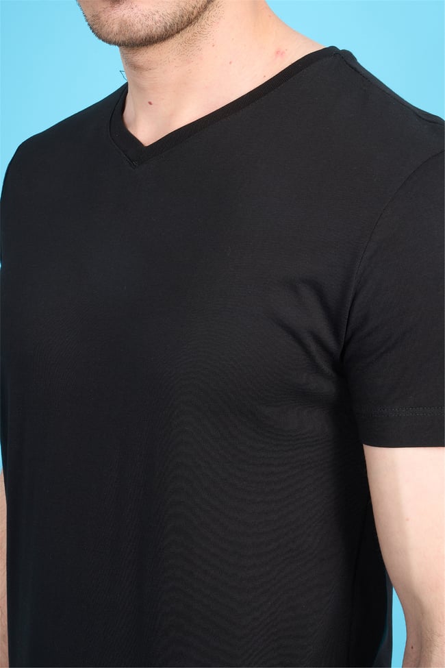 Çetinkaya Mentality 2772 V Yaka Slimfit Basic T-shirt Siyah