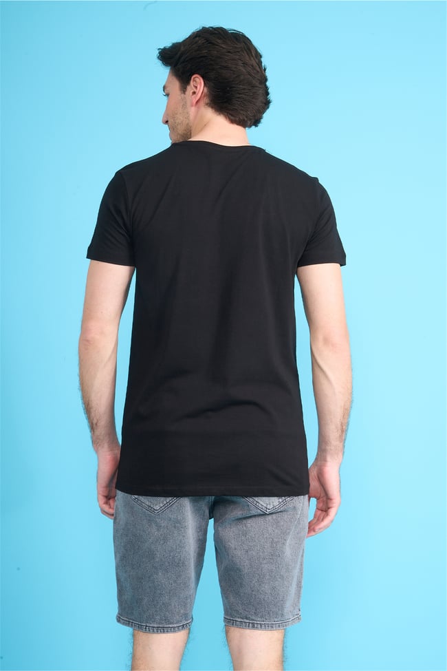 Çetinkaya Mentality 2772 V Yaka Slimfit Basic T-shirt Siyah
