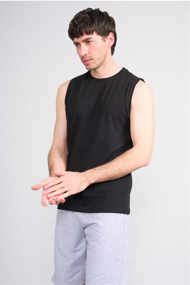 Çetinkaya Mentality 3707 Bisiklet Yaka 30/1 Penye Regular Atlet Siyah