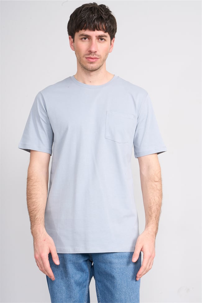 Çetinkaya Mentality 3713 Bisiklet Yaka Regular Cepli T-shirt Açık Gri