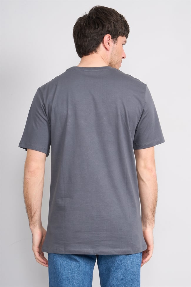 Çetinkaya Mentality 3713 Bisiklet Yaka Regular Cepli T-shirt Koyu Gri