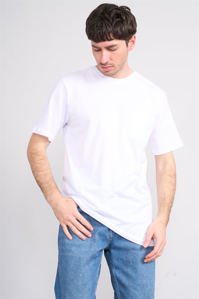 Çetinkaya Mentality 3713 Bisiklet Yaka Regular Cepli T-shirt Beyaz