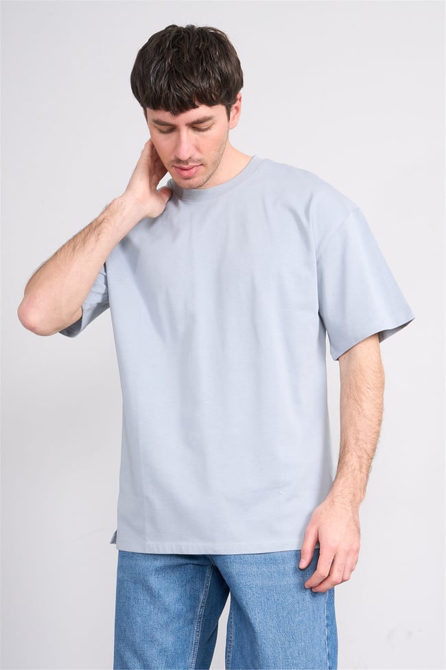 Çetinkaya Mentality 3880 Bisiklet Yaka 16/1 Süprem Regular T-shirt Açık Gri