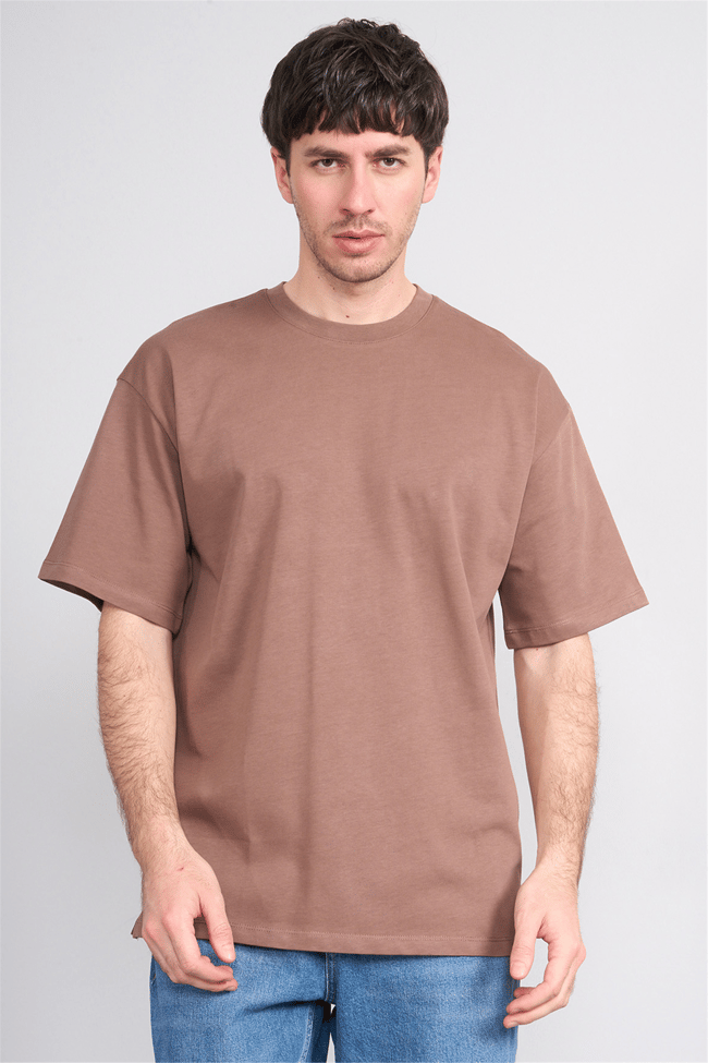 Çetinkaya Mentality 3880 Bisiklet Yaka 16/1 Süprem Regular T-shirt Kakao