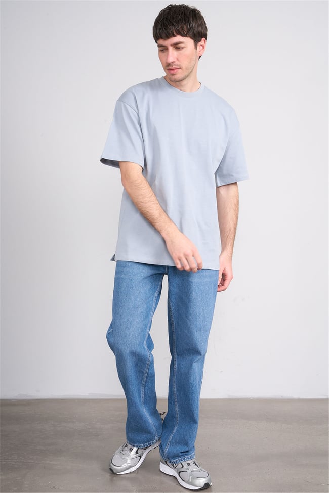 Çetinkaya Mentality 3880 Bisiklet Yaka 16/1 Süprem Regular T-shirt Açık Gri