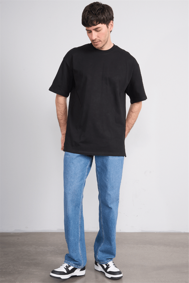 Çetinkaya Mentality 3880 Bisiklet Yaka 16/1 Süprem Regular T-shirt Siyah