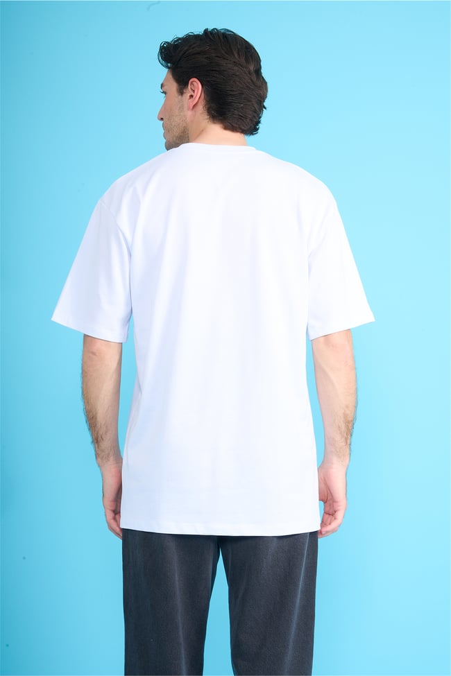 Çetinkaya Mentality 3971 Bisiklet Yaka Regular Cepli T-shirt Beyaz