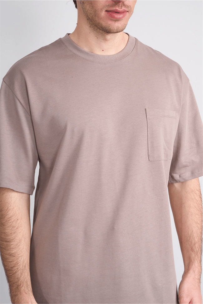 Çetinkaya Mentality 3971 Bisiklet Yaka Regular Cepli T-shirt Vizon