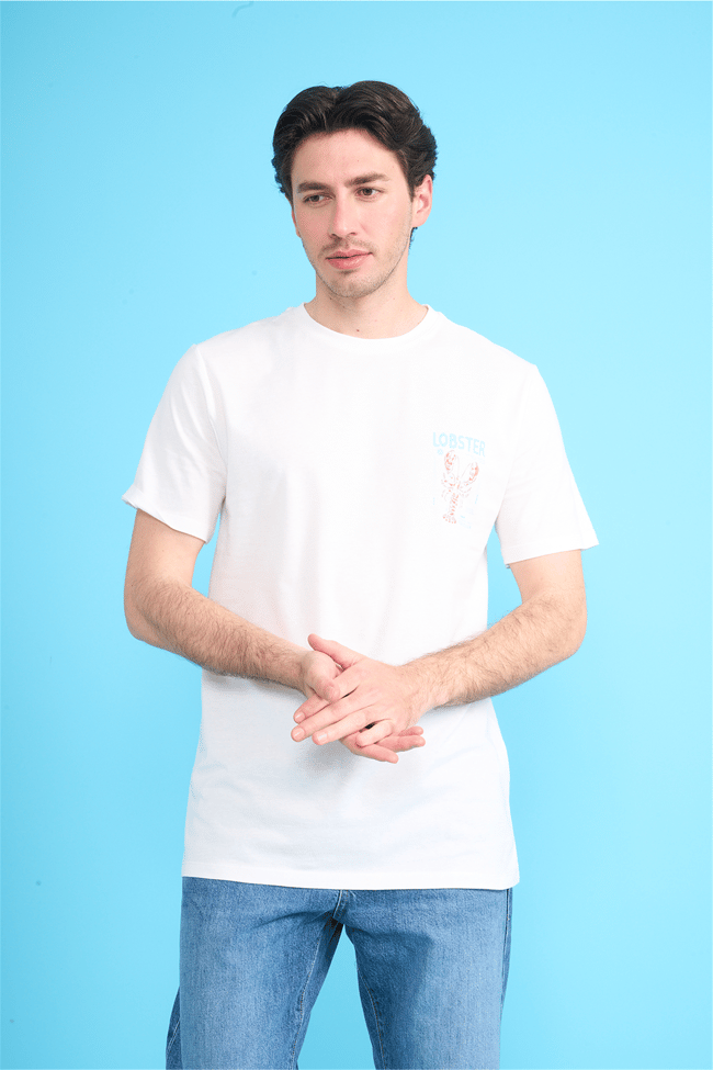 Çetinkaya Mentality 4210 Bisiklet Yaka Regular Baskılı T-shirt Krem