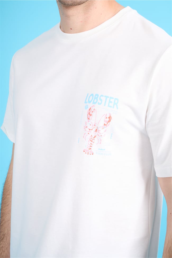 Çetinkaya Mentality 4210 Bisiklet Yaka Regular Baskılı T-shirt Krem