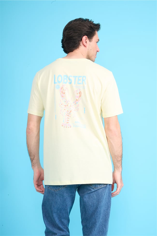 Çetinkaya Mentality 4210 Bisiklet Yaka Regular Baskılı T-shirt Uçuk Sarı