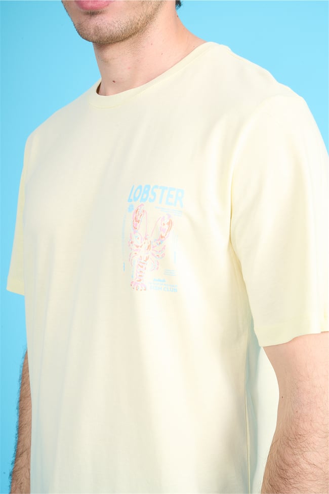 Çetinkaya Mentality 4210 Bisiklet Yaka Regular Baskılı T-shirt Uçuk Sarı