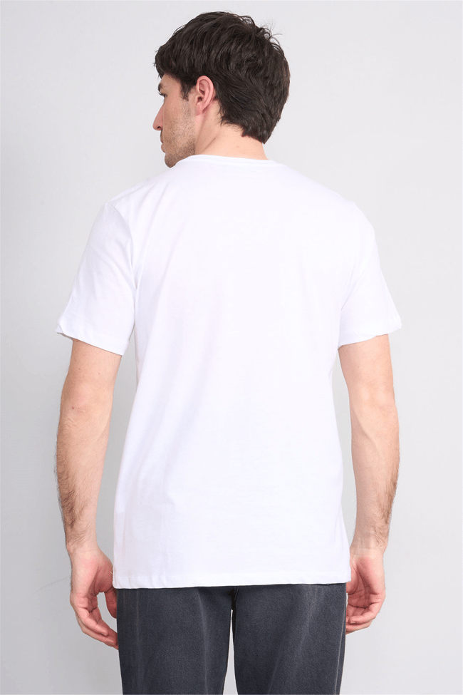 Çetinkaya Mentality 4247 Bisiklet Yaka Regular Baskılı T-shirt Beyaz