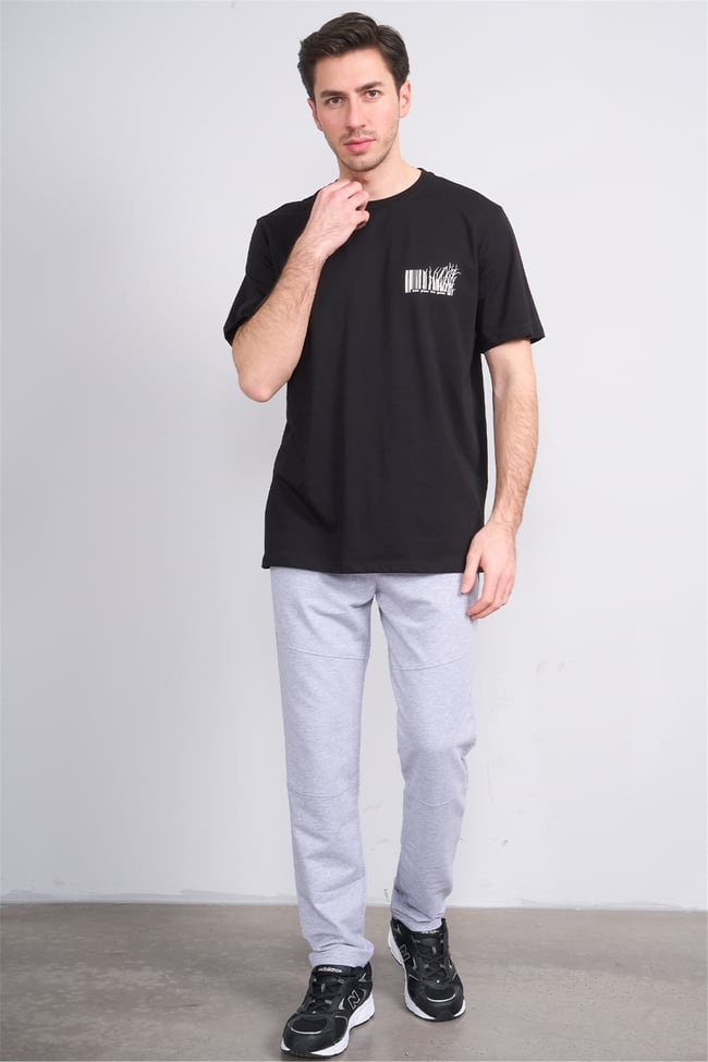 Çetinkaya Mentality 4382 Bisiklet Yaka Regular Baskılı T-shirt Siyah