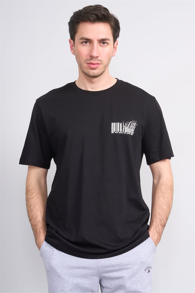 Çetinkaya Mentality 4382 Bisiklet Yaka Regular Baskılı T-shirt Siyah