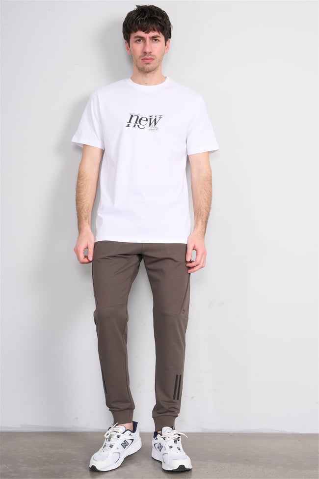 Çetinkaya Mentality 4493 Bisiklet Yaka Regular Baskılı T-shirt Beyaz