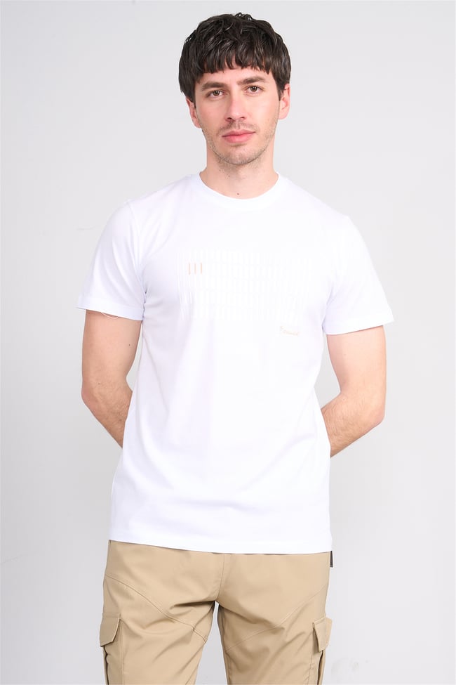Çetinkaya Mentality 4510 Bisiklet Yaka Regular Modelli T-shirt Beyaz