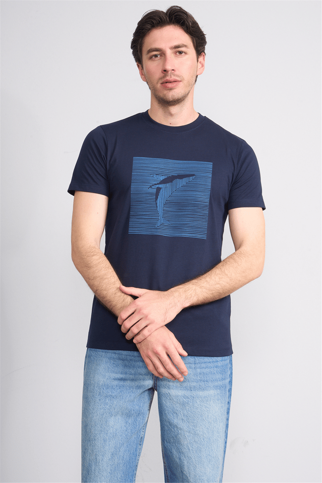 Çetinkaya Mentality 4512 Bisiklet Yaka Regular Modelli T-shirt Lacivert