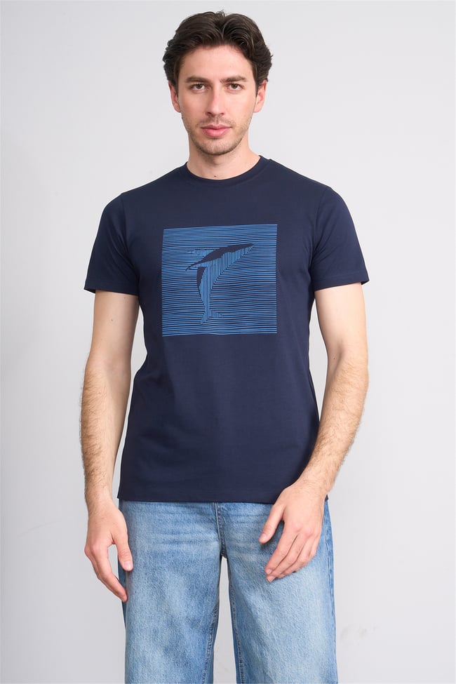 Çetinkaya Mentality 4512 Bisiklet Yaka Regular Modelli T-shirt Lacivert