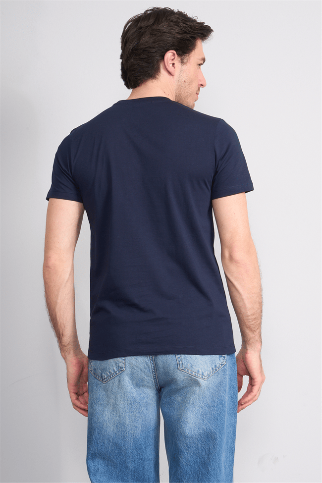 Çetinkaya Mentality 4512 Bisiklet Yaka Regular Modelli T-shirt Lacivert