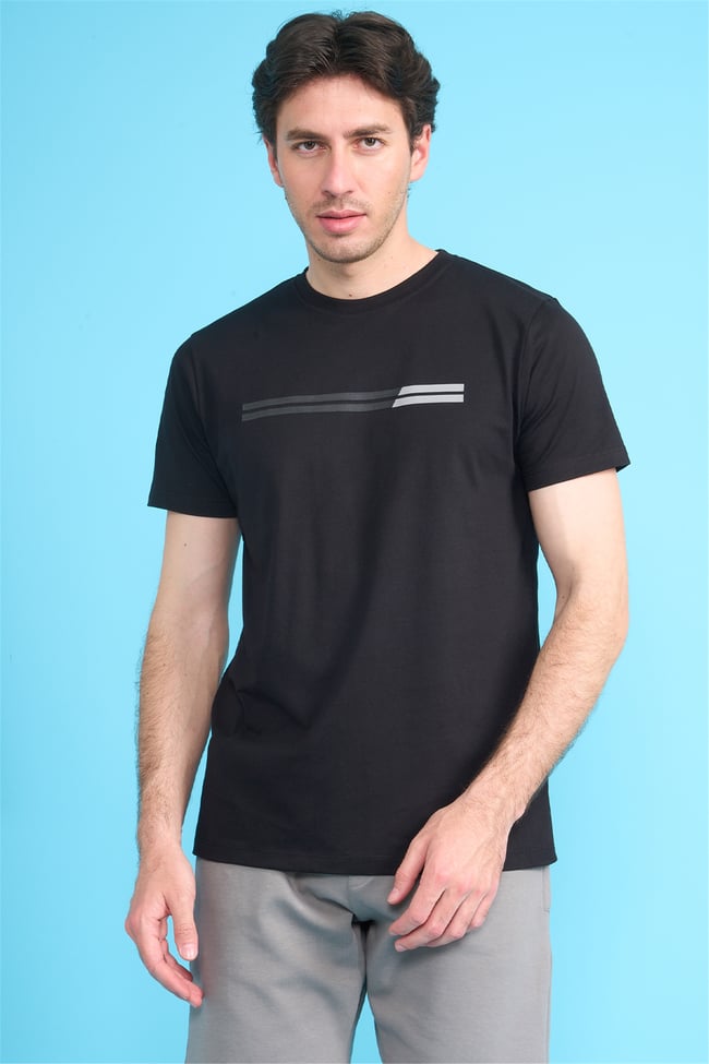 Çetinkaya Mentality 4518 Bisiklet Yaka Regular Modelli T-shirt Siyah