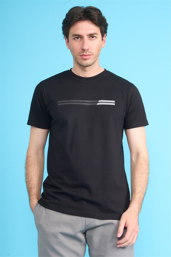 Çetinkaya Mentality 4518 Bisiklet Yaka Regular Modelli T-shirt Siyah