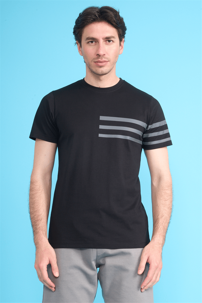 Çetinkaya Mentality 4522 Bisiklet Yaka Regular Modelli T-shirt Siyah